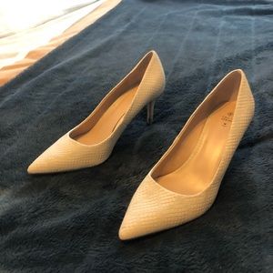 Call it Spring. Cream Snake print. Size 8.5 heels.